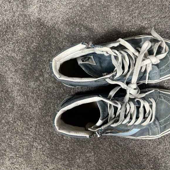 Vans Sk8 Hi Reissue Women's Size 7.5 Blue Canvas Suede Side Zip Skate Shoes Used - Picture 10 of 12